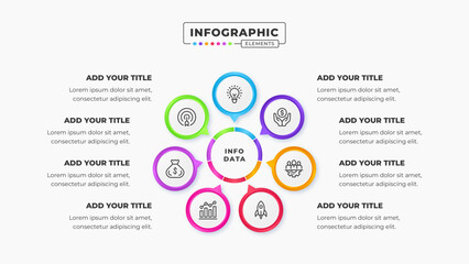 Vector circular process presentation infographic design template with 8 steps