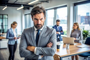 Portrait of angry businessman in hos office