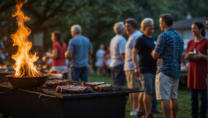 Fototapeta premium Generative AI picture of Patriotic Picnic Perfection Delicious BBQ on 4th of July USA