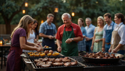 Generative AI picture of Patriotic Picnic Perfection Delicious BBQ on 4th of July USA
