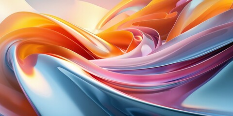 Vibrant Fluidity: Stunning 3D Abstract Illustration of Colorful Waves, Artistic Design, Modern Art, Wallpaper, Creative Background