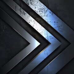 a visually dynamic and modern  with abstract blue lines, silver arrow directions, and shadows on a metallic black background