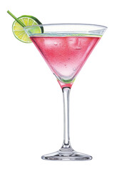 PNG Cocktail martini drink fruit, digital paint illustration. AI generated image