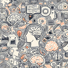 seamless pattern mindset mental health illustration background