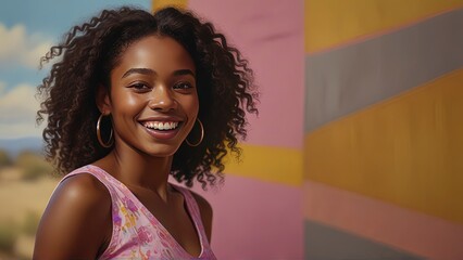 Vibrant Joy: Heartwarming Portrait of a Beaming African-American Young Woman