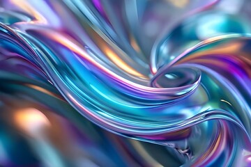 Abstract, smooth and shimmery digital image, smooth pastel swirls and shiny metallic finish. Abstract background