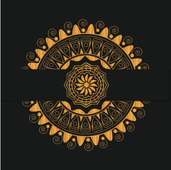 Ornamental mandala with golden color arabesque floral pattern islamic east style