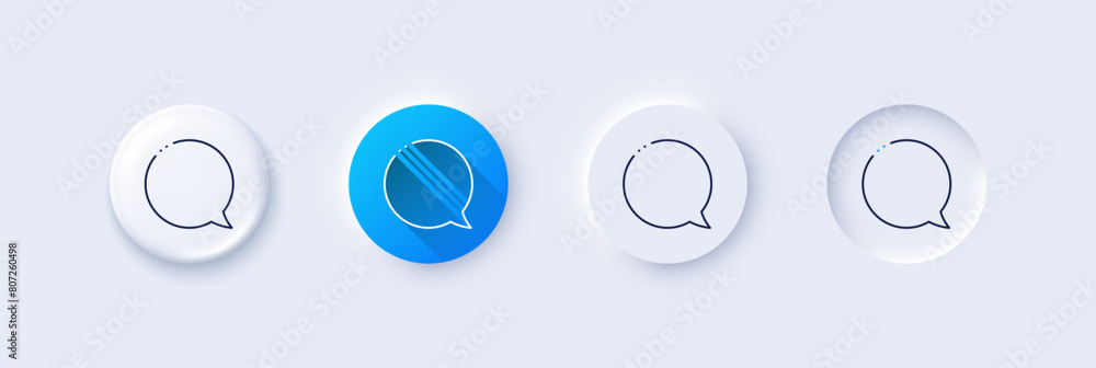 Poster speech bubble line icon. neumorphic, blue gradient, 3d pin buttons. chat sign. social media message 