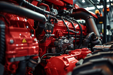 Fototapeta premium A red engine with a yellow light on top