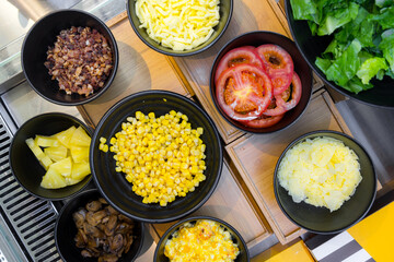 Fresh raw salad in the restaurant