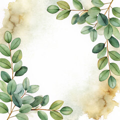  graphic background with green eucalyptus leaves and place for text