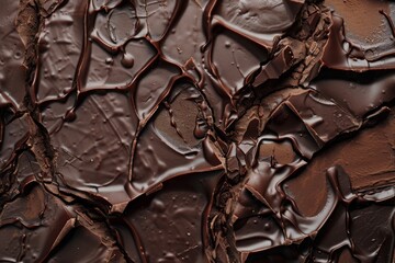 The depiction of an arid desert landscape, recreated in detail in multi-faceted chocolate brown...