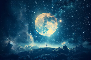 Naklejka premium sky with full moon