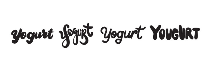 Collection of yogurt word lettering. Hand drawn vector art.