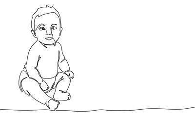 Baby one line continuous. Baby line art. Hand drawn vector art.