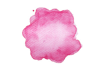 Abstract hand drawn pink watercolor spot isolated on white background
