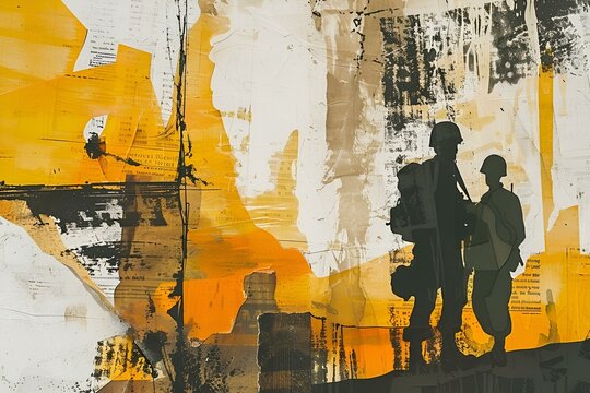 Ilustracja przedstawiająca żołnierzy w pełnym rynsztunku