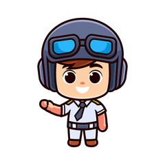 cartoon character pilot with helmet