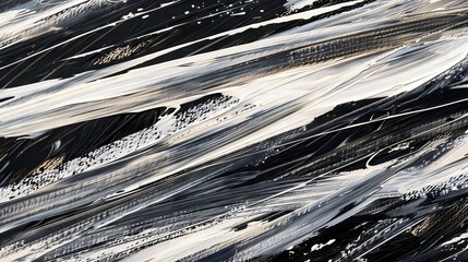 single white line, black background, heavy brush stroke, acrylic paint, abstract --ar 16:9 --style raw --weird 900