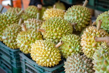Durian fruit in the market, Durian is the king of fruit.