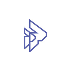 Letter P game video technology geometric minimal vector logo design