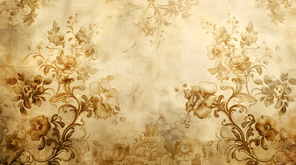 Faded Wallpaper with Floral Patterns and Peeling Corners, generative ai
 .Generative AI