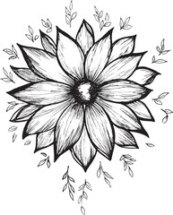 Abstract flower in continuous line art drawing style. Black linear sketch isolated on white background. Vector illustration