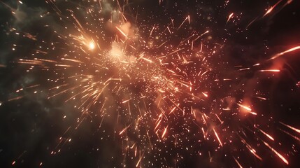 A 4K realistic vertical view of continuous fireworks, filling the sky with glittering colors and highdefinition sparkle