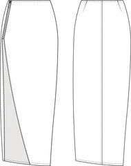 slitted zippered maxi long midi darted body-con dress template technical drawing flat sketch cad mockup fashion woman design style model
