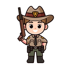cute ranger cartoon character with gun