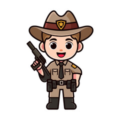 cartoon character ranger holding gun
