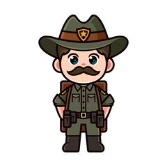 Cute Cartoon Illustration Man Ranger