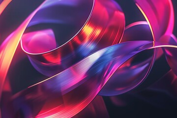 Flowing abstract ribbons, 4K realistic, cool shades, backlit effect