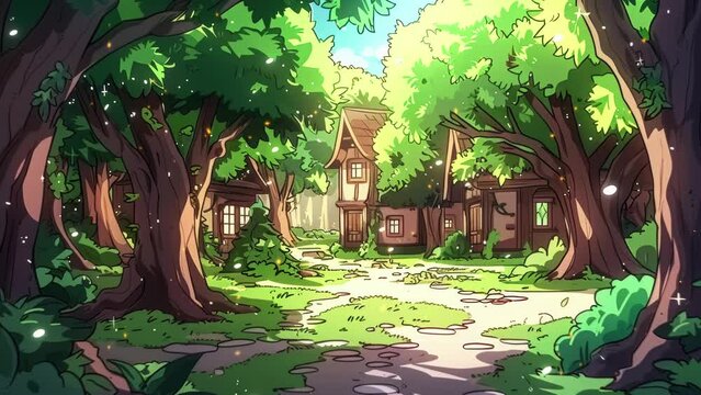 Cartoon background of forest animation anime. cartoon and anime style. anime. Animations