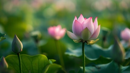 lotus buds, flowers background, closeup
