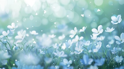 Serene scene of delicate white flowers in a soft, dreamy bokeh setting symbolizing tranquility.