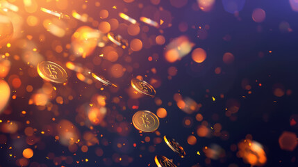 A bunch of gold coins are falling from the sky