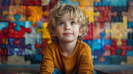 portrait of a little child 3d image wallpaper ,
Little Boy Sitting on World Autism Awareness Day
 - Powered by Adobe