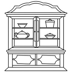Vintage Glass Cabinet Vector Illustration