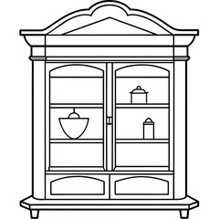 Vintage Glass Cabinet Vector Illustration