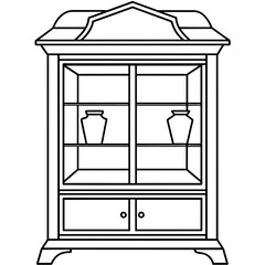 Vintage Glass Cabinet Vector Illustration
