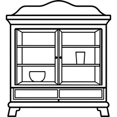 Vintage Glass Cabinet Vector Illustration