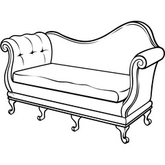 Elegant Vintage Chaise Lounge Sofa Vector Illustration