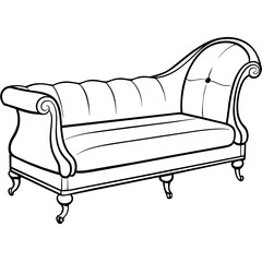 Elegant Vintage Chaise Lounge Sofa Vector Illustration