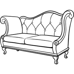 Elegant Vintage Chaise Lounge Sofa Vector Illustration