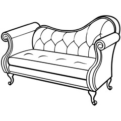 Elegant Vintage Chaise Lounge Sofa Vector Illustration