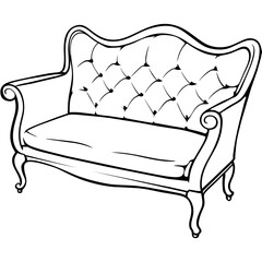 Elegant Vintage Chaise Lounge Sofa Vector Illustration