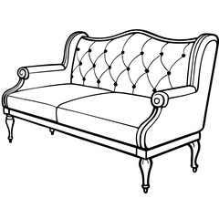 Elegant Vintage Chaise Lounge Sofa Vector Illustration
