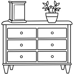 Vintage Dresser Clipart - Printable SVG Icon for POD & Microstock Design