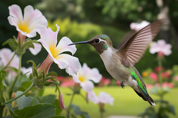 Naklejka premium hummingbird on flower